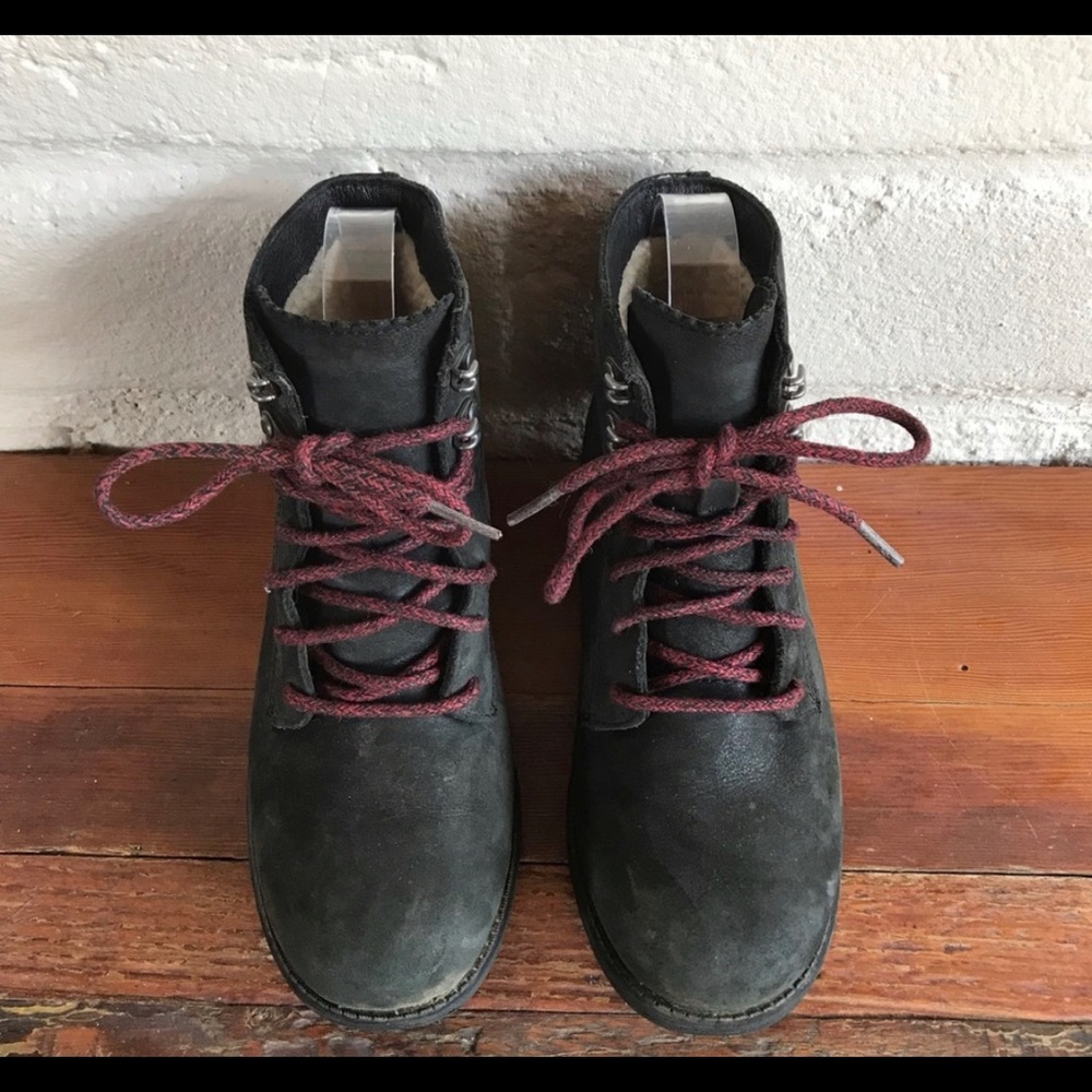 UGG Denhali Hiker Lined Lace Up Lug Boots Suede
